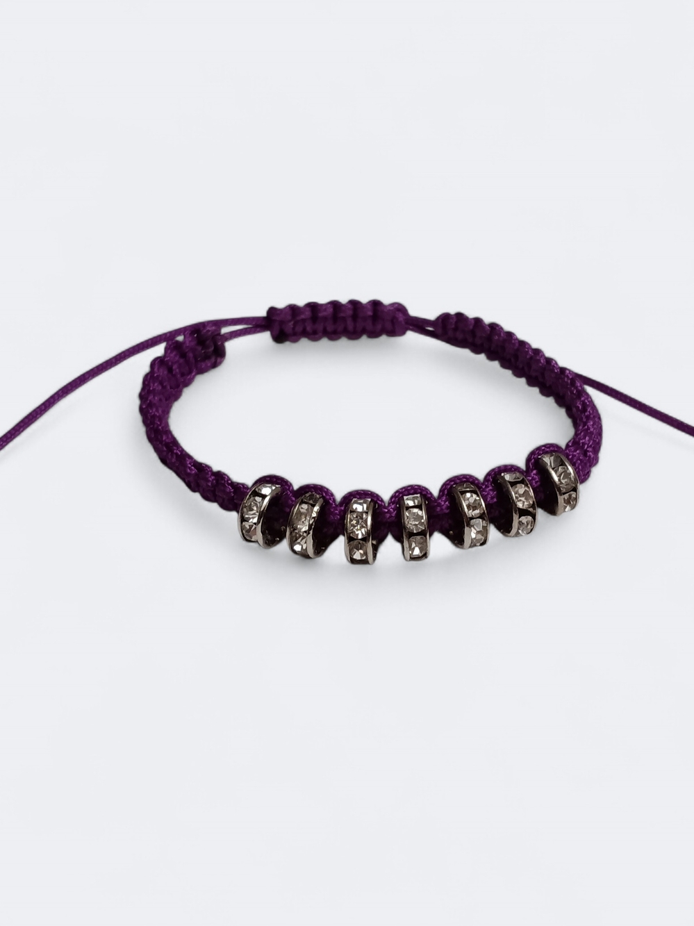 🌟3/$15 Purple Macrame Bracelet with Rhinestone Spacer Beads